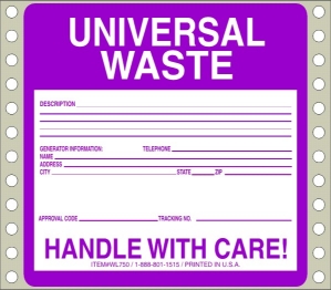 WL750 waste labels, hazardous waste, non regulated waste, universal waste, drum labels, hazardous labels, waste, D.O.T., cfr49