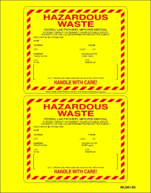 Hazardous Laser Sheets Hazardous Sheeted Laser, waste labels, universal, non rcra, non regulated, laser sheets, recycle