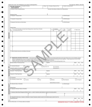 WM100 Hazardous waste manifest, manifest, epa waste manifest, e manifest, generator waste manifest