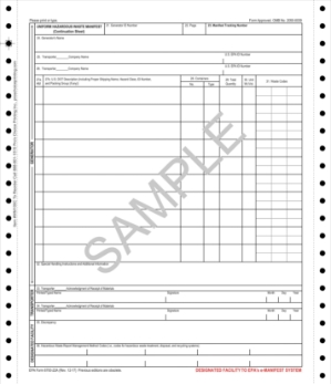 WM100C Hazardous waste manifest continuation, manifest, epa waste manifest, e manifest, generator waste manifest