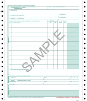 WM550C Non Hazardous waste manifest continuation form, manifest continuation, epa waste manifest, generator waste manifest