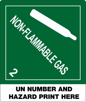 Non Flammable Gas. Custom Proper Shipping Name Labels lp220c labels, industrial compliance decals, heavy duty shipping stickers, commercial transit markings, 4mil vinyl compliance markers, high tack warehouse graphics, hazardous material packaging labels, pros choice printing