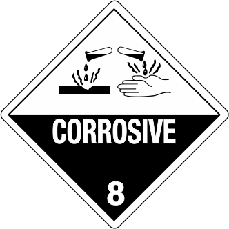 Class 8 Corrosive - 810 Corrosive Labels in Vinyl or Paper, Hazard Class 7 Labels, DOT Labels, hazmat, shipping