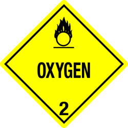 Oxygen Oxygen Labels in Vinyl or Paper, Hazard Class 2 Labels, DOT Labels, hazmat, shipping