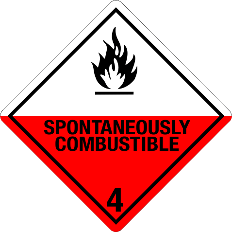Spontaneously Combustible - 420 lp420 label, lp420 sign, industrial compliance decal lp420, heavy duty 4mil vinyl labels, high tack adhesive machinery decals, commercial equipment markings, safety warning stickers, pros choice printing lp420