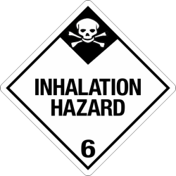 Inhalation Hazard 6 Inhalation Hazard 6 Labels in Vinyl or Paper, Hazard Class 2 Labels, DOT Labels, hazmat, shipping