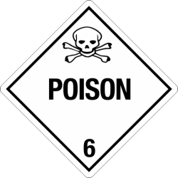 Poison Poison Labels in Vinyl or Paper, Hazard Class 6 Labels, DOT Labels, hazmat, shipping