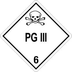 PG III PG III Labels in Vinyl or Paper, Hazard Class 2 Labels, DOT Labels, hazmat, shipping