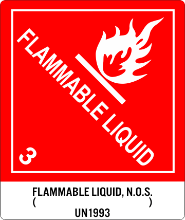 Flammable Liquid N.O.S. UN1993, Proper Shipping Name Labels  lp310s2 labels, industrial compliance decals, heavy duty shipping stickers, commercial transit markings, dot hazmat labels, 4mil vinyl compliance decals, high tack warehouse stickers, logistics handling graphics, pros choice printing
