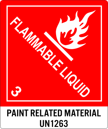 Paint Related Material UN1263, Proper Shipping Name Labels  310s3-410 labels, industrial compliance decals, heavy duty shipping stickers, commercial transit markings, dot hazmat labels, 4mil vinyl compliance decals, high tack warehouse stickers, logistics handling graphics, pros choice printing