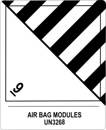 Air Bag Modules UN3268, Proper Shipping Name Labels  900s5 labels, industrial compliance decals, heavy duty shipping stickers, commercial transit markings, dot hazmat labels, 4mil vinyl compliance decals, high tack warehouse stickers, logistics handling graphics, pros choice printing